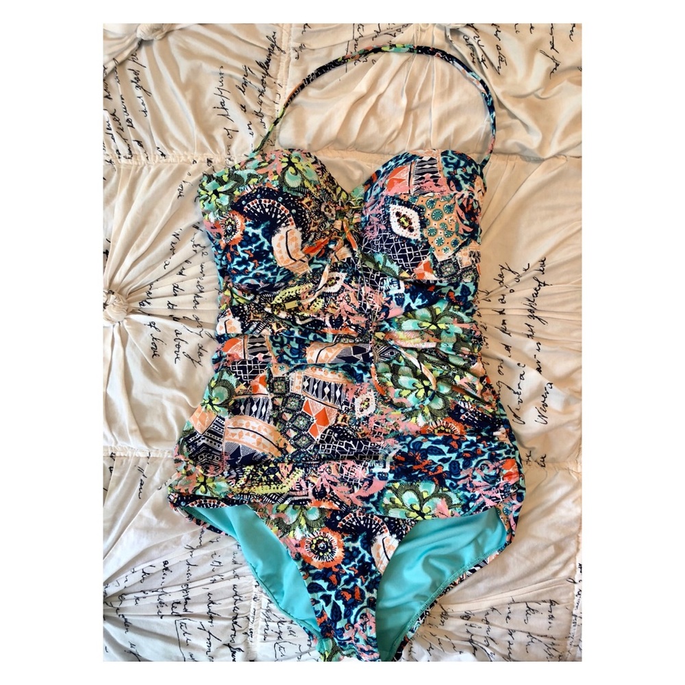 Multi colored one piece bathing suit size 6